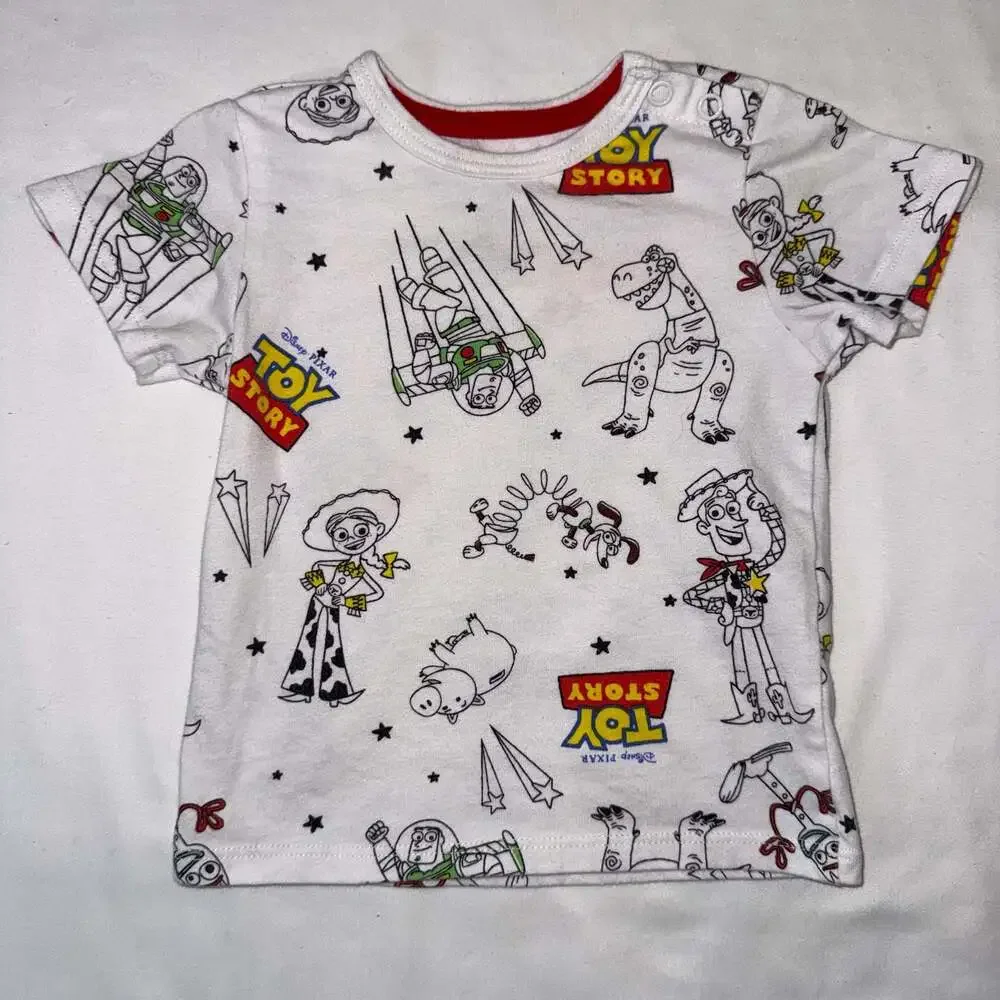 Disney Baby Toy Story Woody and Buzz Lightyear Shortall and T-Shirt Outfit 3-6M
